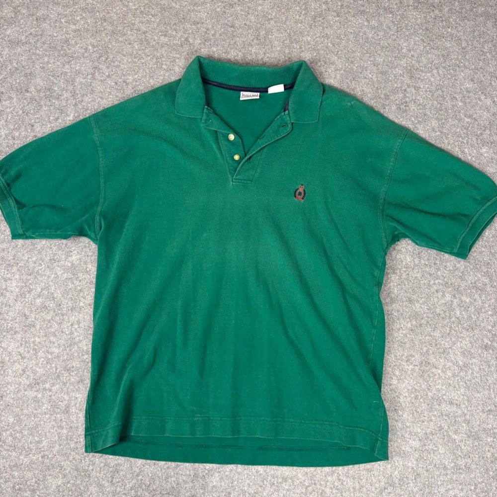 Bugle Boy Company Mens Green Short Sleeve Cotton Pique Polo Shirt Large Logo